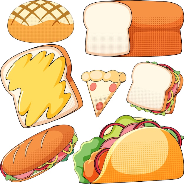 desayuno, comida, vector, seamless, patrón