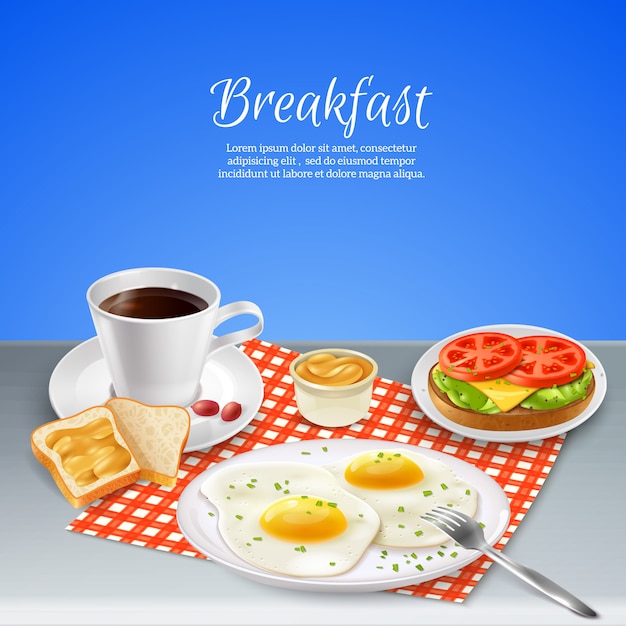 Vector gratuito desayuno conjunto realista