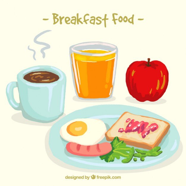 Desayuno nutritivo dibujado a mano