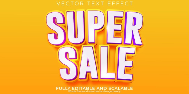 Descuento editable de efecto de texto de súper venta y estilo de texto de ofertax9