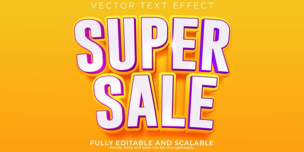 Descuento editable de efecto de texto de súper venta y estilo de texto de ofertax9