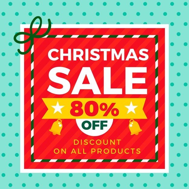 Descuento para navidad en diseño plano