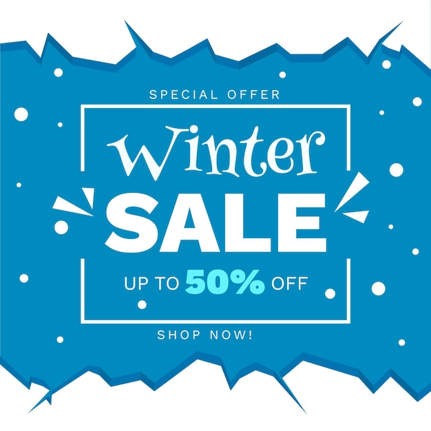 Descuento venta invierno dibujado a mano