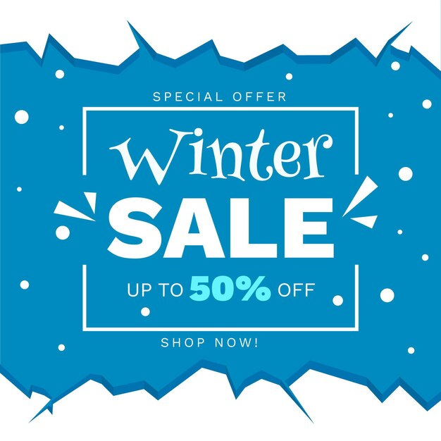 Descuento venta invierno dibujado a mano
