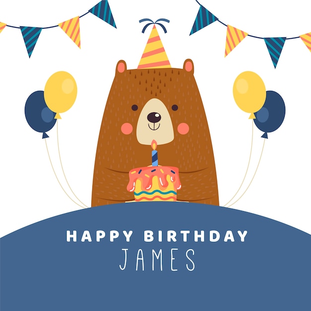 Deseo de cumpleaños publicación de instagram con oso
