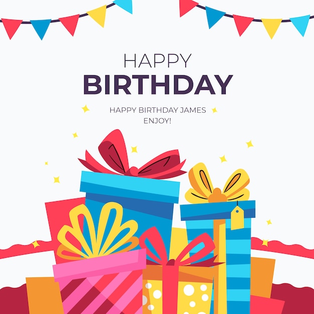 Vector gratuito deseo de cumpleaños publicación de instagram con regalos