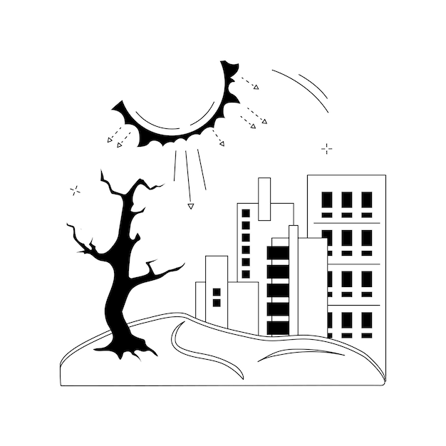Desertificación concepto abstracto ilustración vectorial Degradación de la tierra contaminación del suelo problema de deforestación desertificación y borrador cambio climático formación del desierto metáfora abstracta