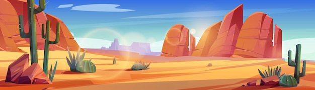 Vector gratuito desierto de áfrica o paisaje salvaje oeste de arizona