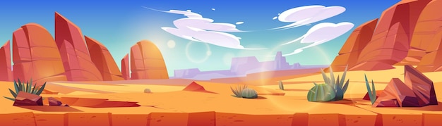 Vector gratuito desierto de áfrica o paisaje salvaje oeste de arizona