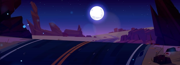 Desierto carretera paisaje vector dibujos animados fondo