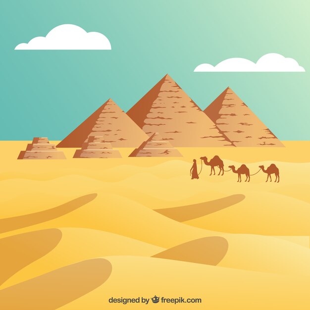 Desierto de Egipto con las pirámides