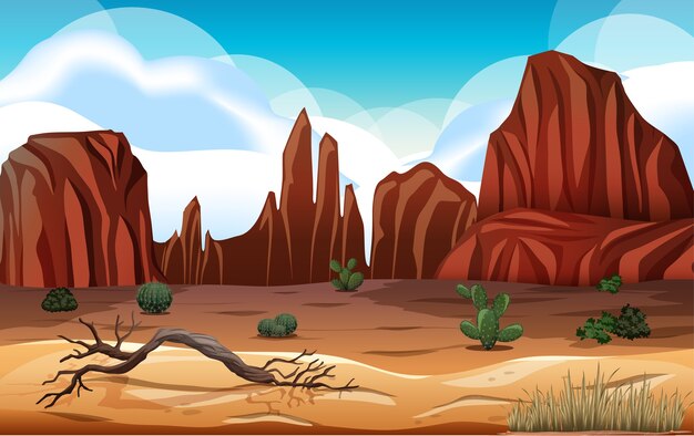 Desierto con paisaje de montañas rocosas en la escena del día