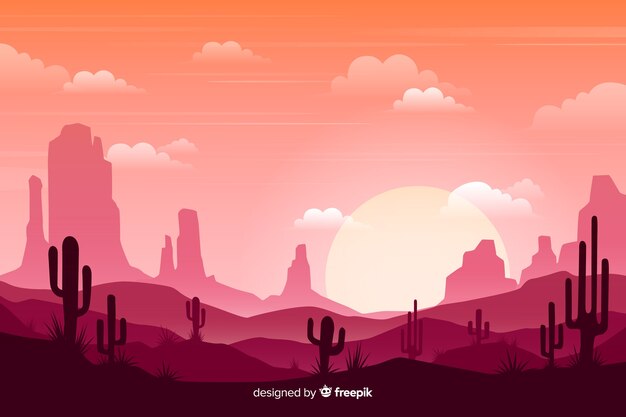Desierto rosado con sol brillante y cielo nublado