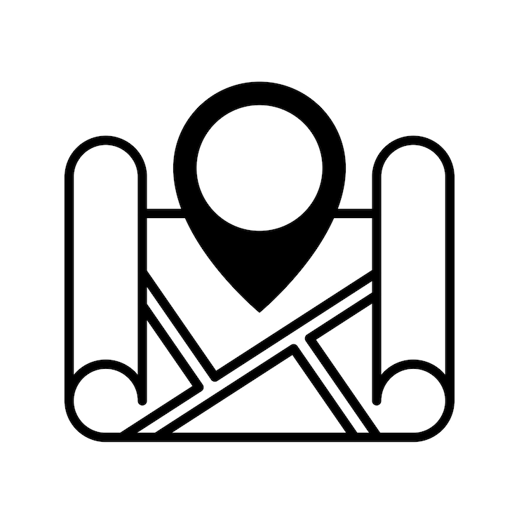 Vector gratuito deslizar el mapa con la ubicación pin negro