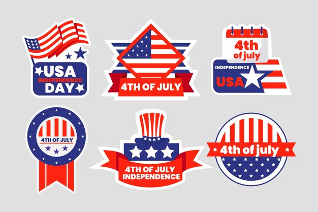 Detallada 4 de julio - colección de etiquetas del día de la independencia
