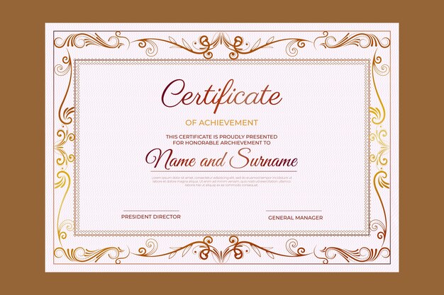 Detalles elegantes certificado de logro