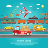 Vector gratuito detalles de transporte logístico plano poster print