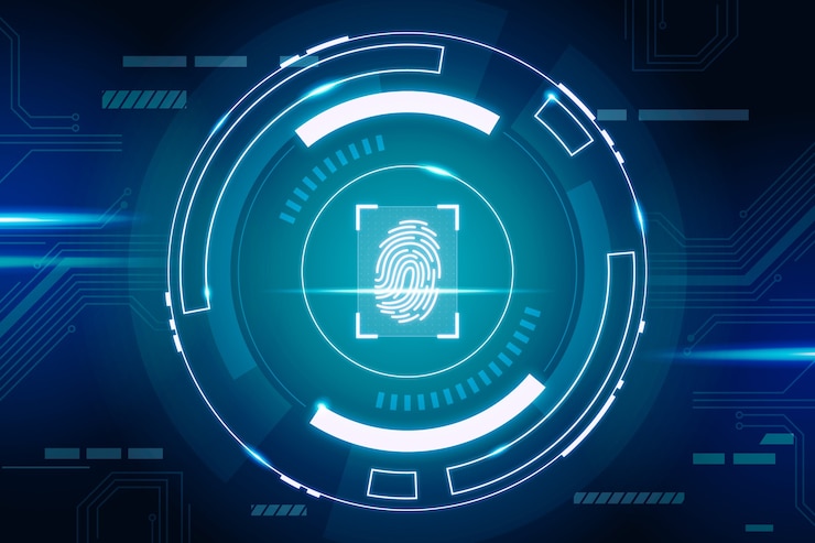 Vector gratuito detección de huellas dactilares de fondo de neón