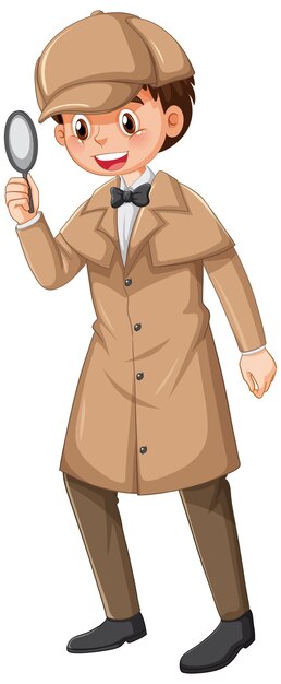 Detective masculino con abrigo marrón y sombrero
