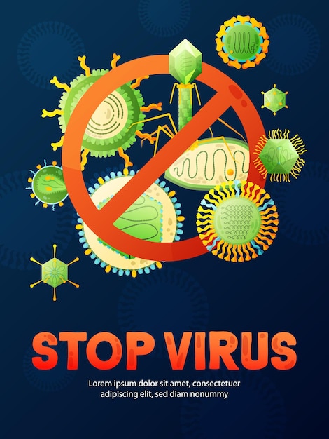 Vector gratuito detener el cartel del virus