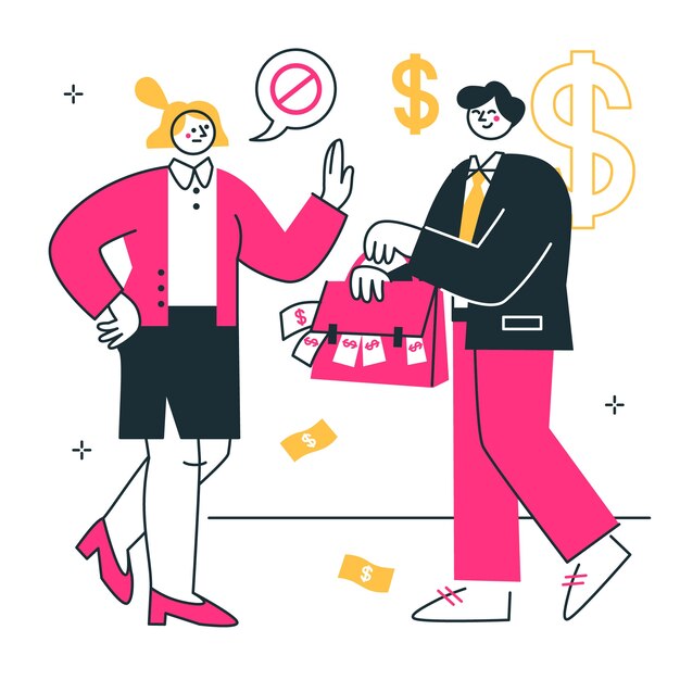 Detener la ilustración del concepto de corrupción