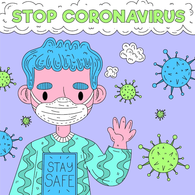 Vector gratuito detener la ilustración del coronavirus