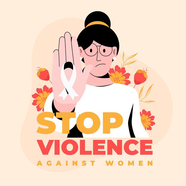 Detener la violencia creativa contra la mujer texto y mujer ilustrada