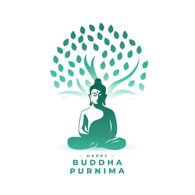 Devocional buddha purnima fondo un monje bajo el árbol