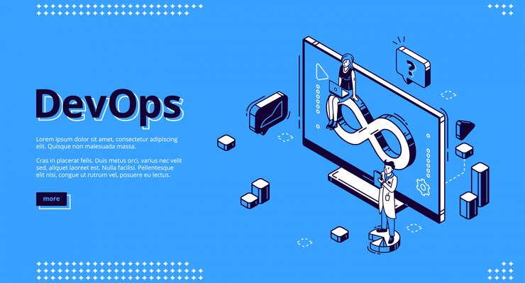 Vector gratuito devops isométrica, desarrollo y operación.