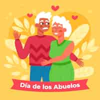 Vector gratuito dia de los abuelos ilustración con abuelos.