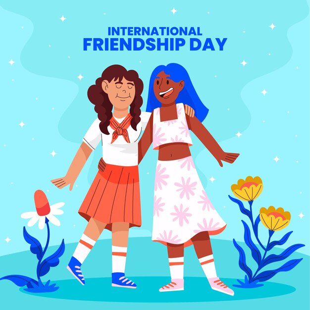 Día de la amistad dibujado a mano ilustración plana
