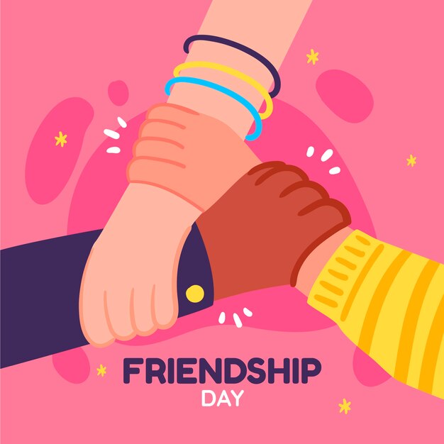 Día de la amistad dibujado a mano ilustración plana