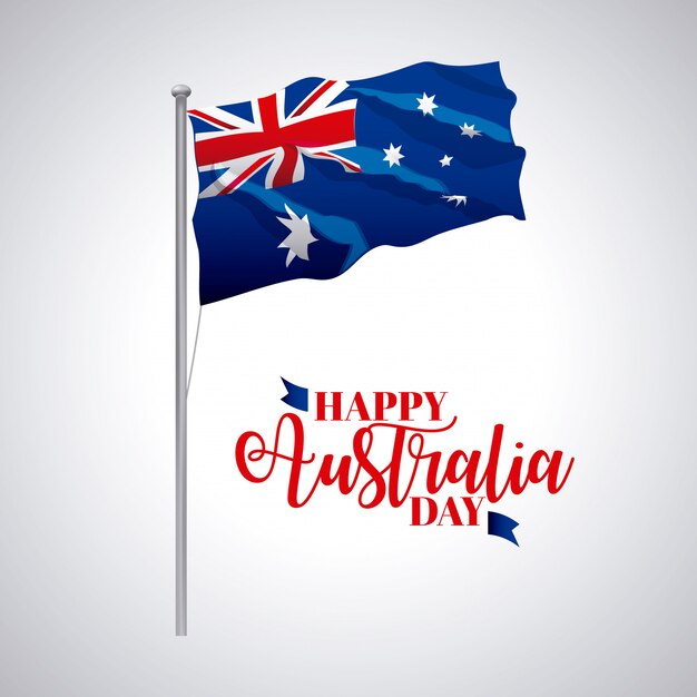 Día de Australia, bandera de la onda de la bandera celebra la ilustración de la fecha