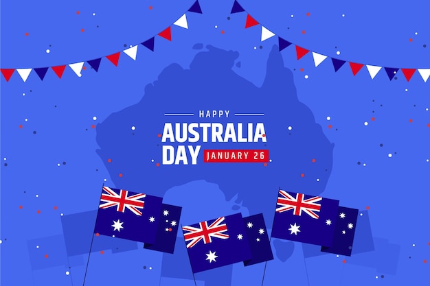 Día de australia con diseño plano de mapa