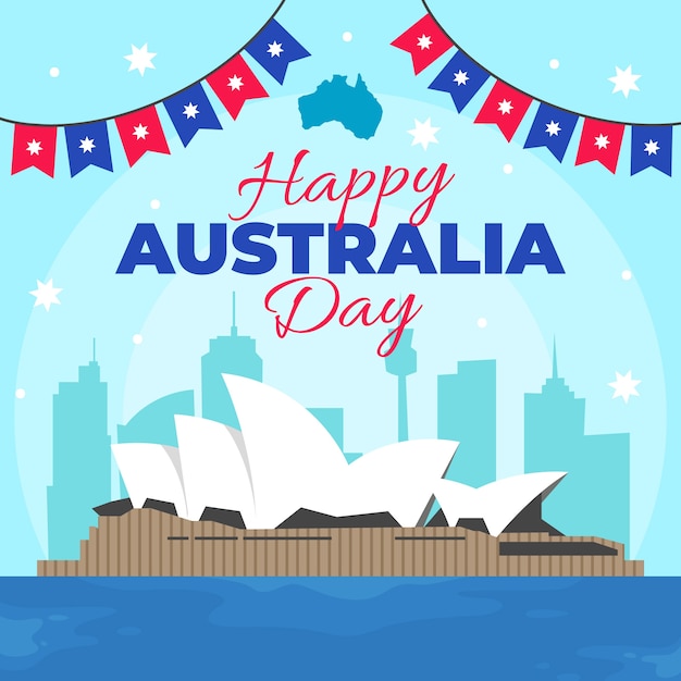 Día de australia en diseño plano.