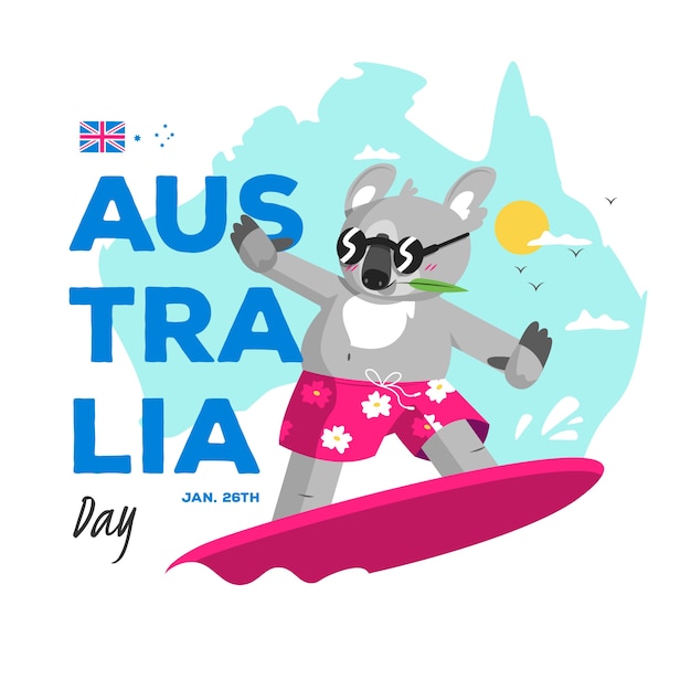 Vector gratuito día de australia en diseño plano.