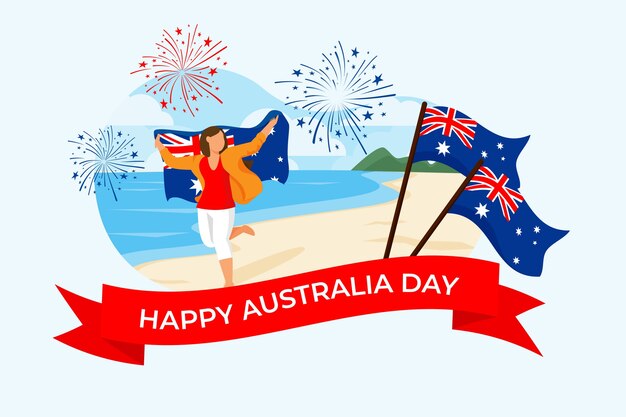 Día de australia en diseño plano