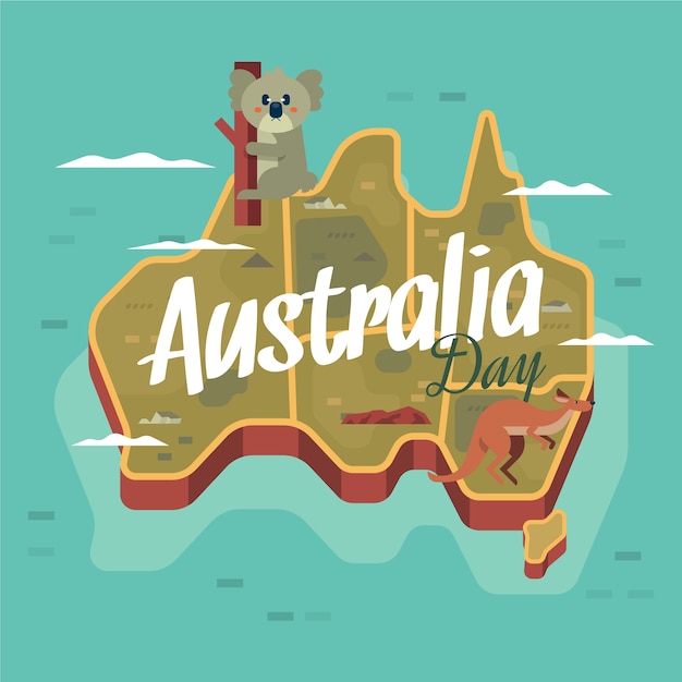 Vector gratuito día de australia en diseño plano.