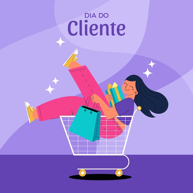 Día del cliente dibujado a mano ilustración plana