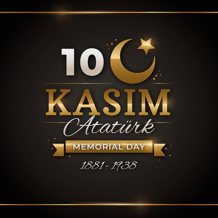 Vector gratuito día conmemorativo de ataturk negro y dorado