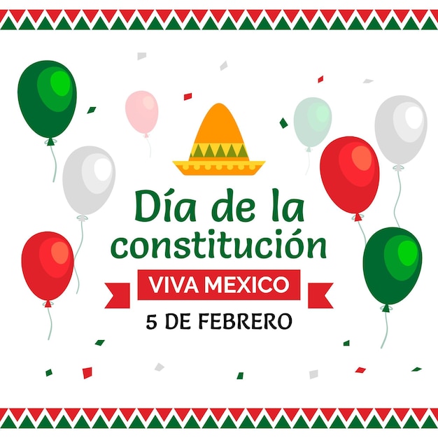 Vector gratuito día de la constitución mexicana plana