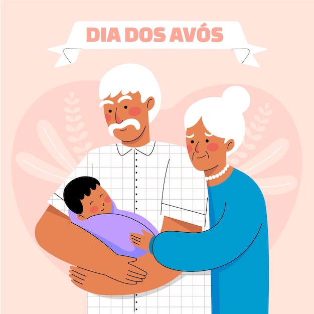 Vector gratuito dia dos avos illustratio '' '' n con abuelos