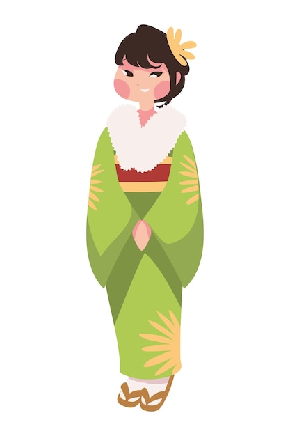 día de la edad venidera mujer japonesa en ilustración de disfraces