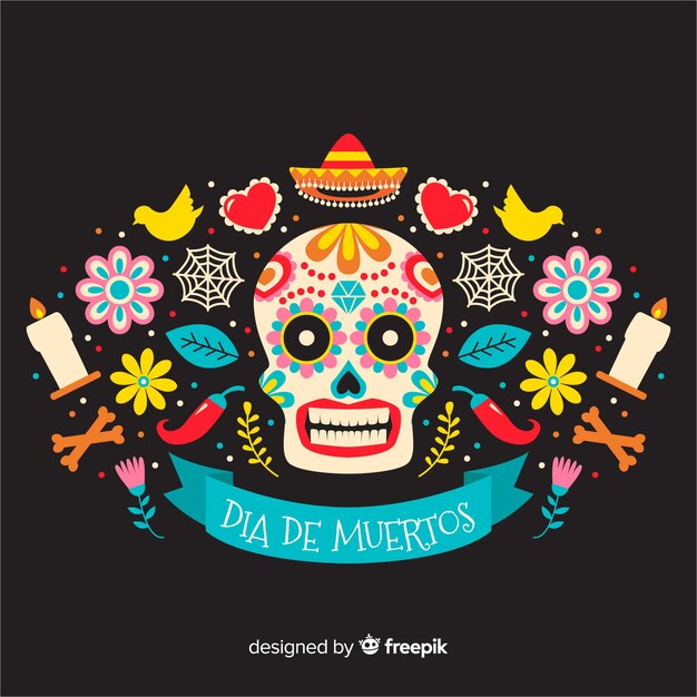 Día de estilo plano del fondo muerto