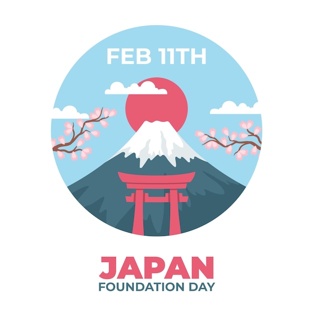Día de la fundación dibujado a mano (japón)