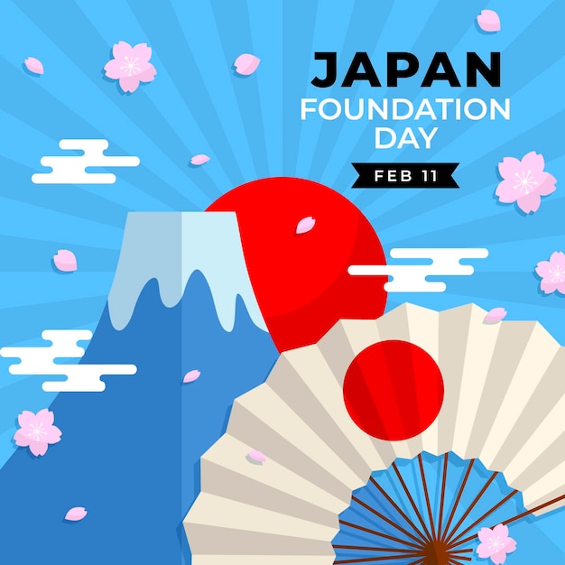 Día de la fundación de japón con ventilador