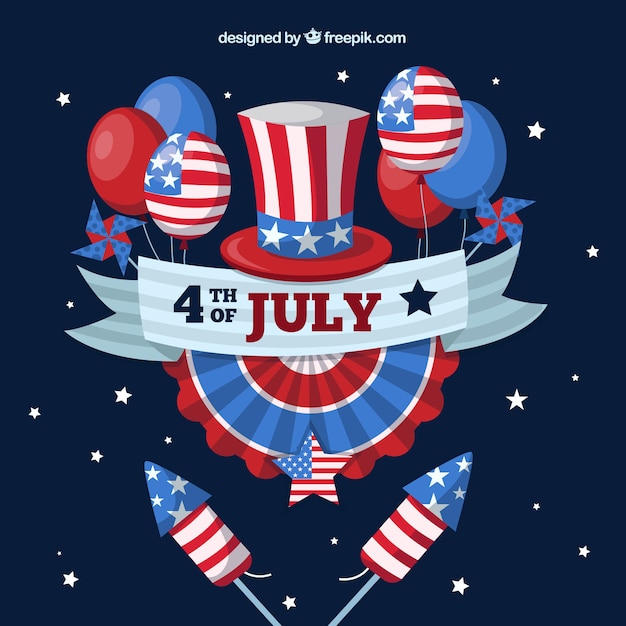 Día de la independencia americana con diseño plano