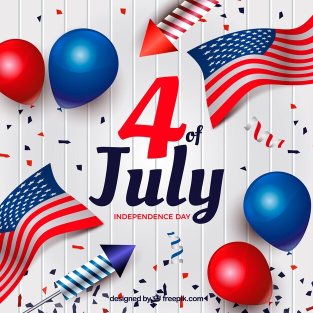 Día de la independencia americana con elementos realistas