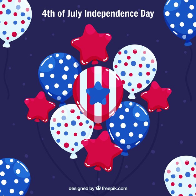 Día de la independencia de ee.uu. con globos en 2d