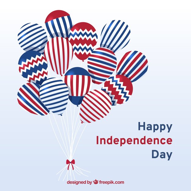 Día de la independencia de ee.uu. con globos de diseño plano